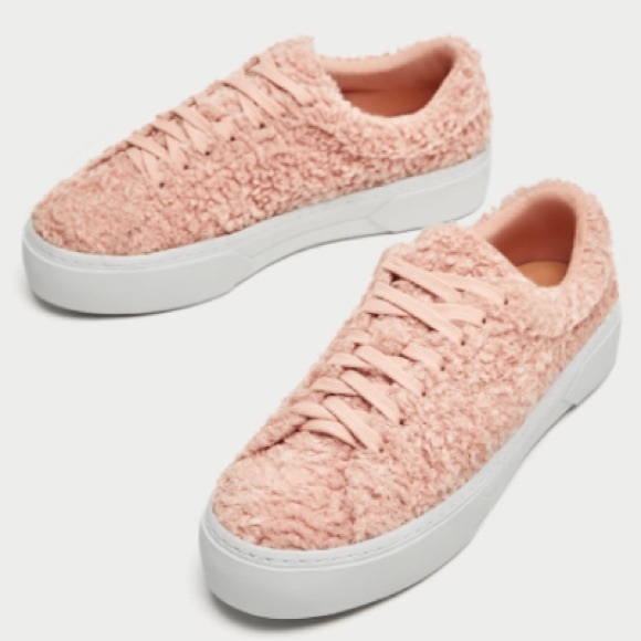 Zara Shoes - NWT Zara pink faux fur platform sneakers